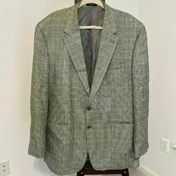 Chaps Men’s Silk Tan Tweed Herringbone Sports Jacket Coat Sz 46L - Picture 1 of 8